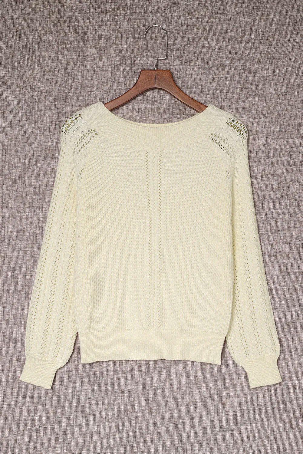 Plain Off Shoulder Knit Pullover Sweater