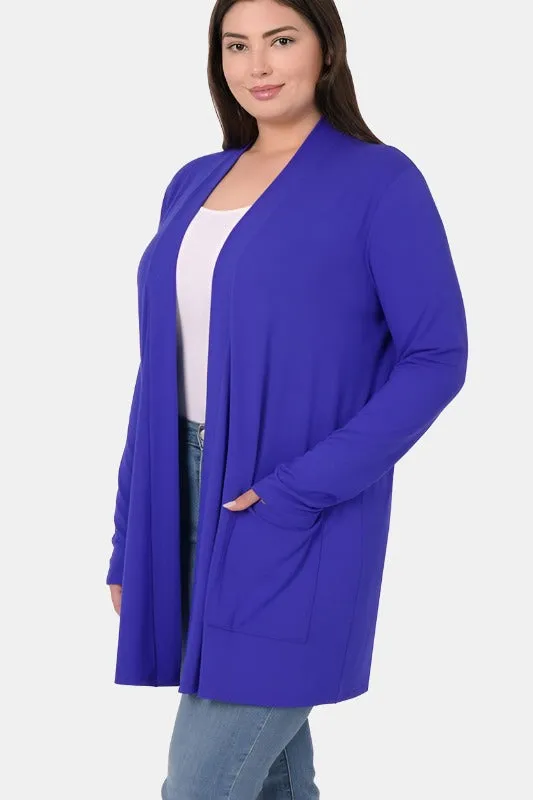 Plus Slouchy Pocket Open Cardigan