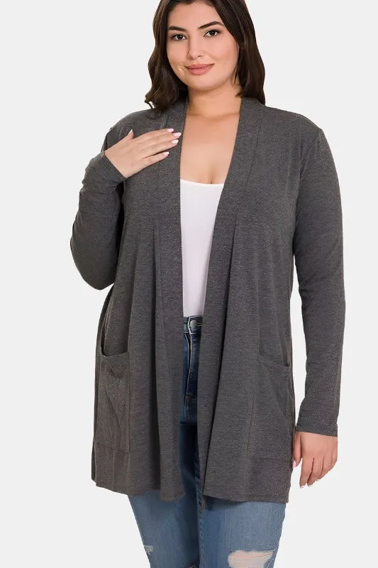 Plus Slouchy Pocket Open Cardigan