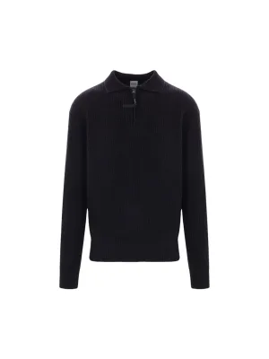 Ribbed Half-Zip Wool Sweater