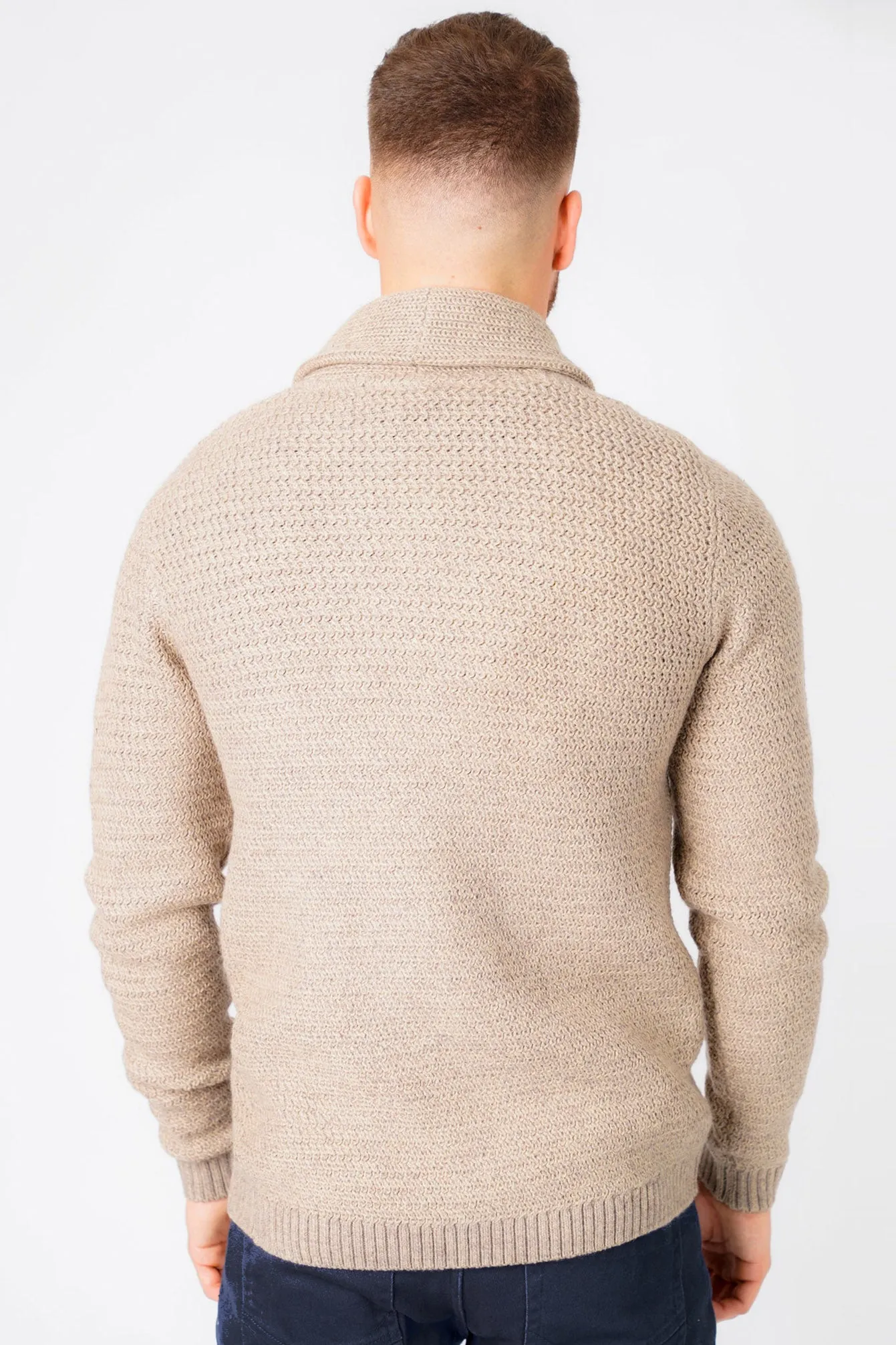 Riley Wool Blend Shawl Neck Cardigan In Stone Marl - Tokyo Laundry