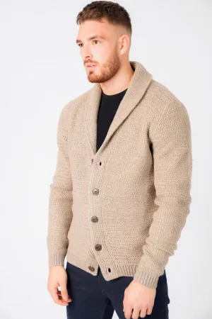 Riley Wool Blend Shawl Neck Cardigan In Stone Marl - Tokyo Laundry