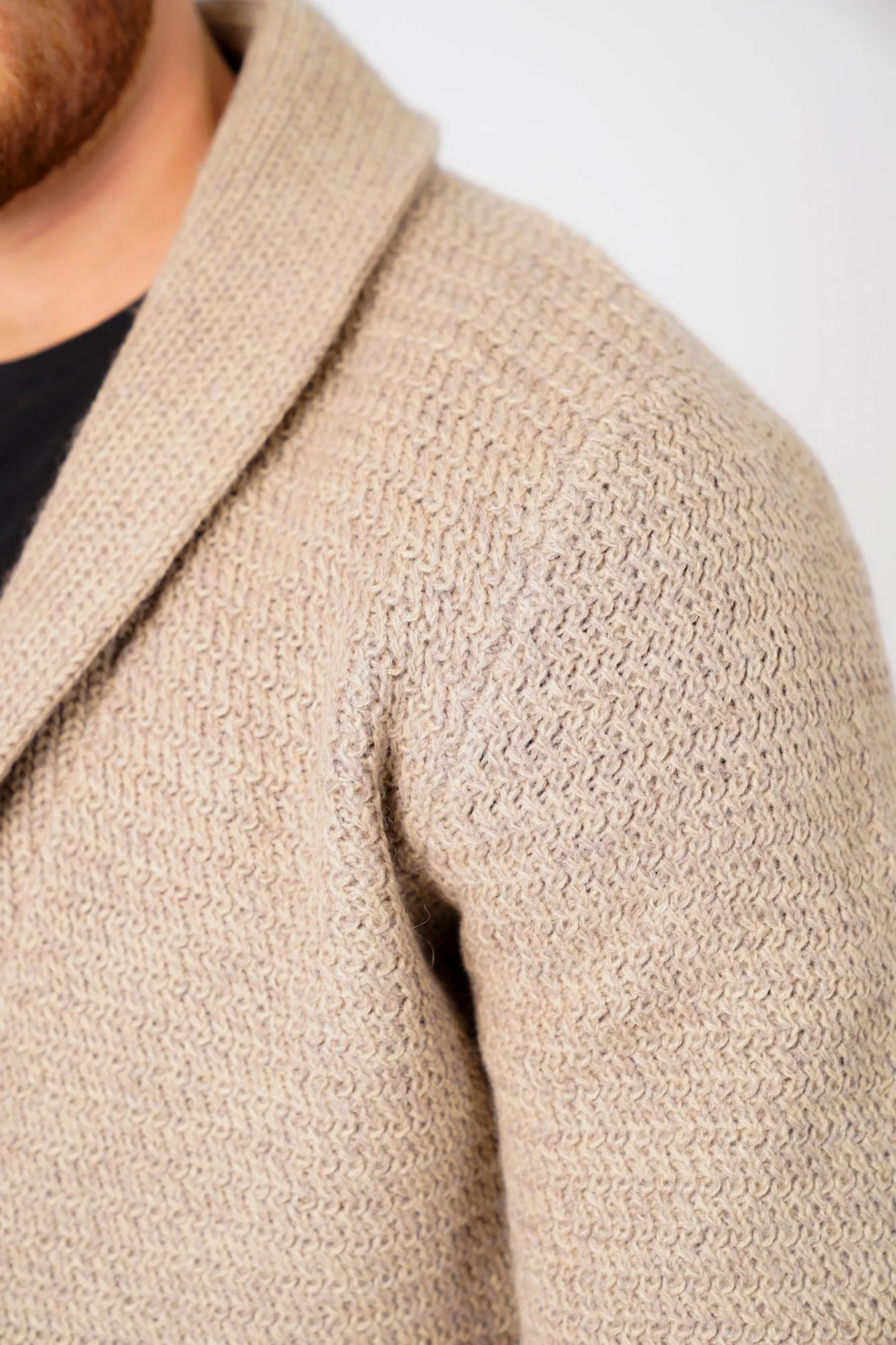 Riley Wool Blend Shawl Neck Cardigan In Stone Marl - Tokyo Laundry