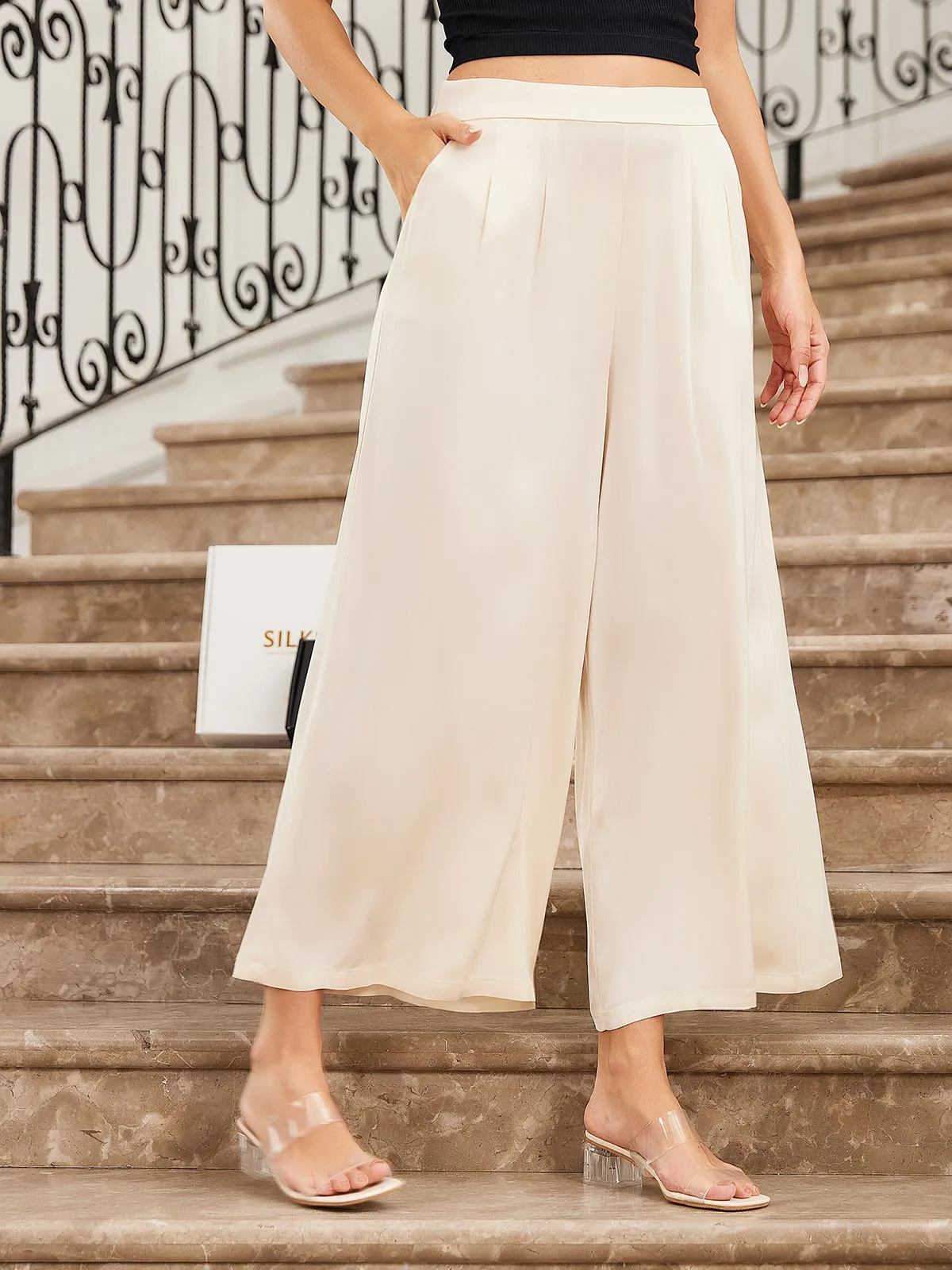 Smooth Silk Wide Leg  Pants