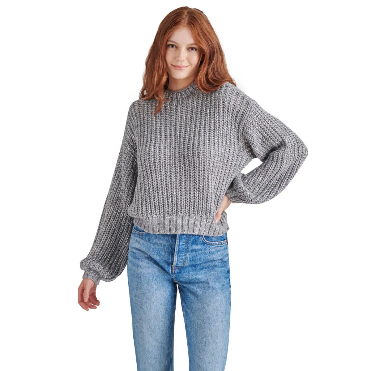 Steve Madden Martina Sequined Mock-Neck Sweater