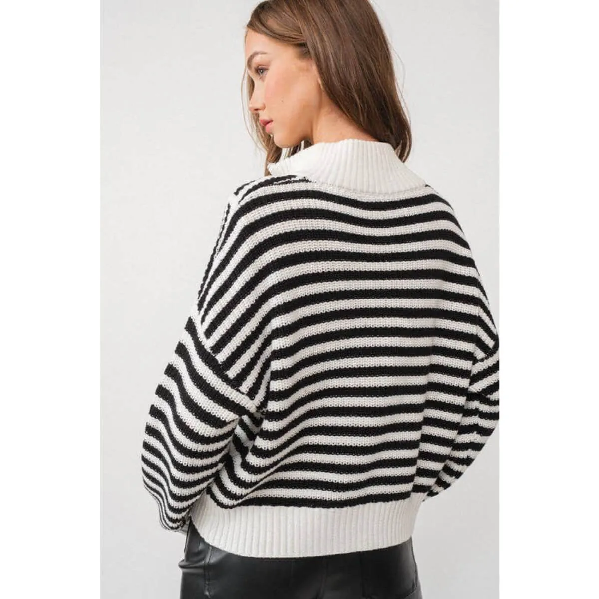 Striped Half-Zip Stripe Sweater