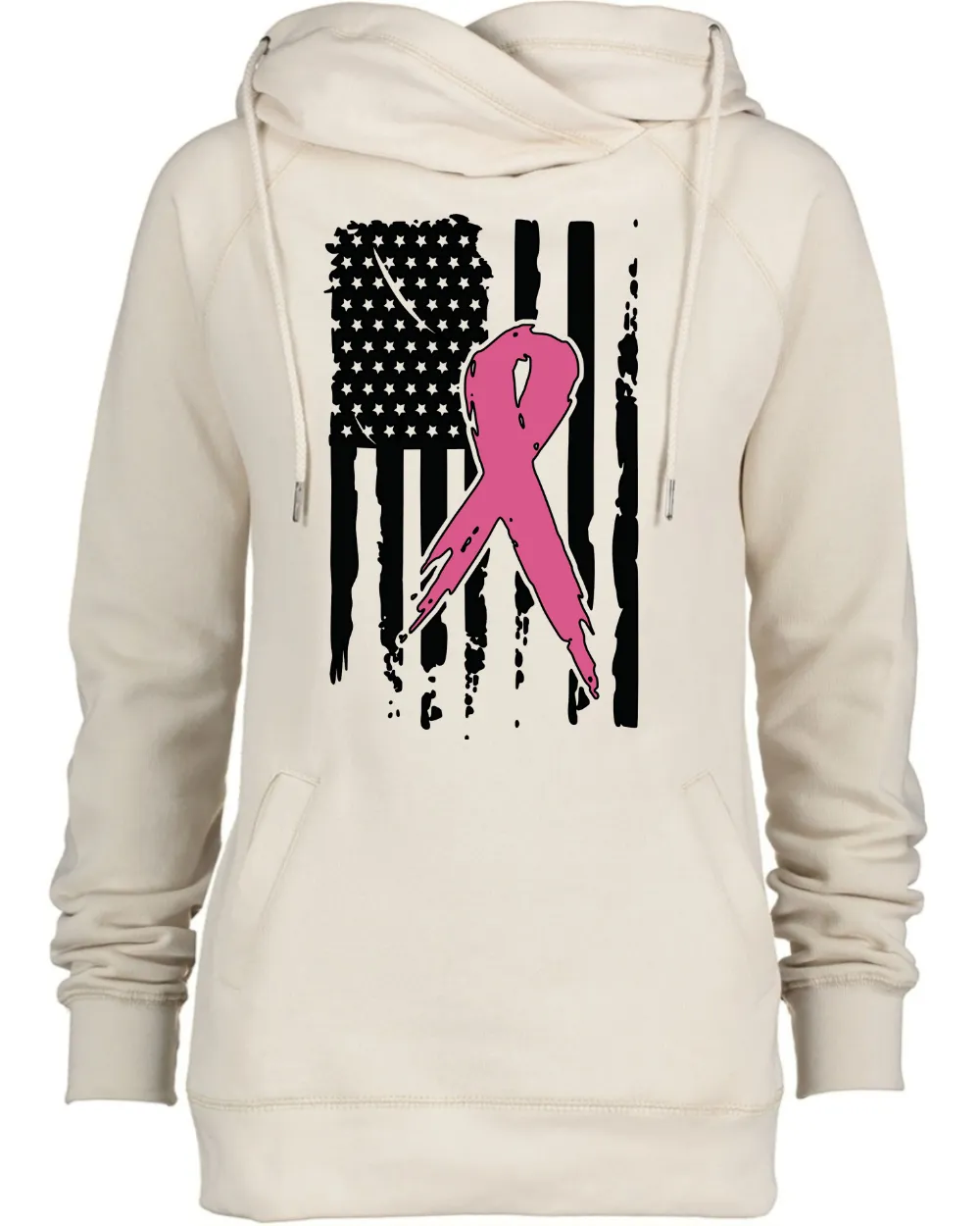 Vertical Flag Pink Out Tackle Cancer Football Cowl Double Hood Top