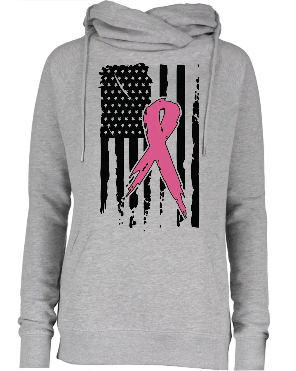 Vertical Flag Pink Out Tackle Cancer Football Cowl Double Hood Top