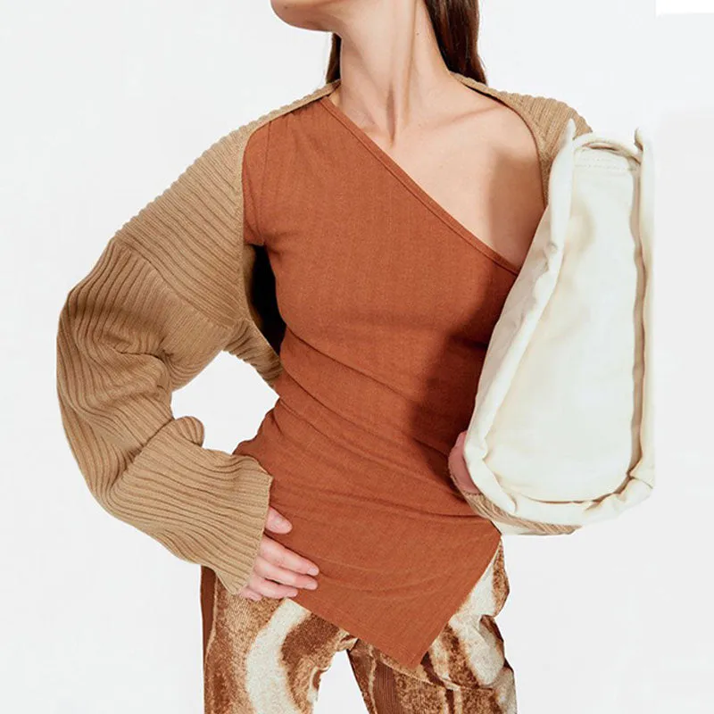 Vintage Long Sleeve Drop Shoulder Rib Knit Shrug Cardigan - Camel