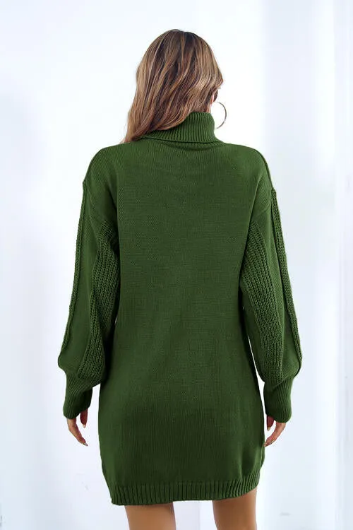 Women's Turtleneck Long Sleeve Sweater Dress