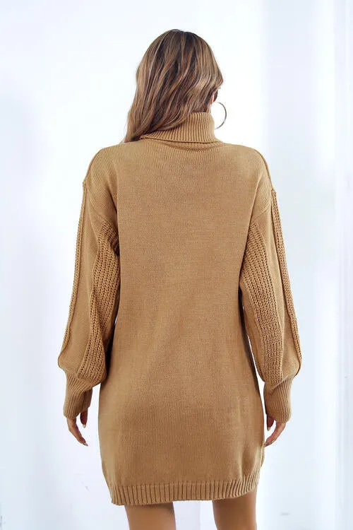 Women's Turtleneck Long Sleeve Sweater Dress