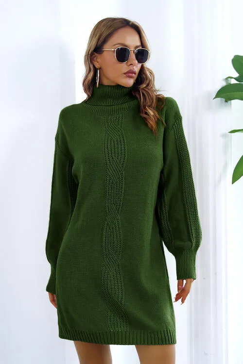 Women's Turtleneck Long Sleeve Sweater Dress