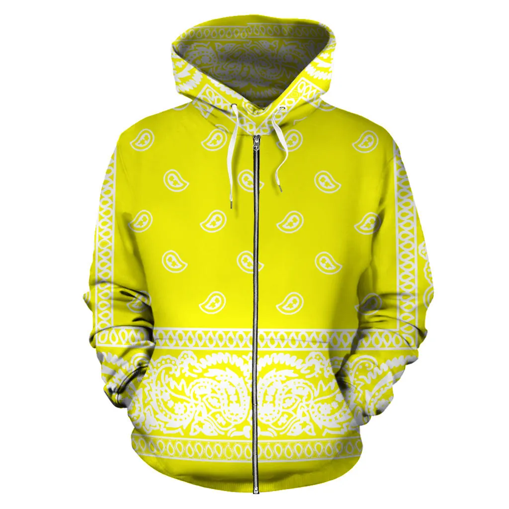 Yellow Bandanna Zip Up Hoodies