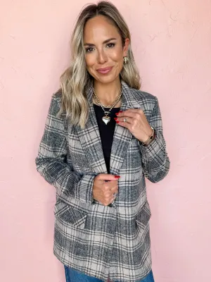 [Z Supply] Kingston Relaxed Plaid Blazer-Earthen Grey